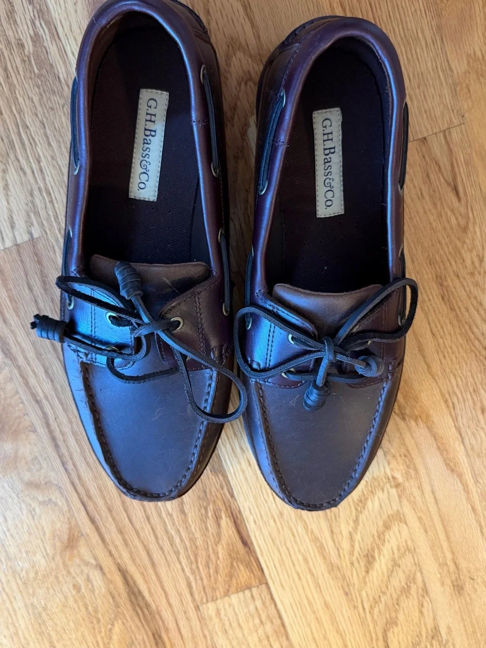 G.H. Bass & Co. Dark Brown Leather Moc Toe Boat Shoes